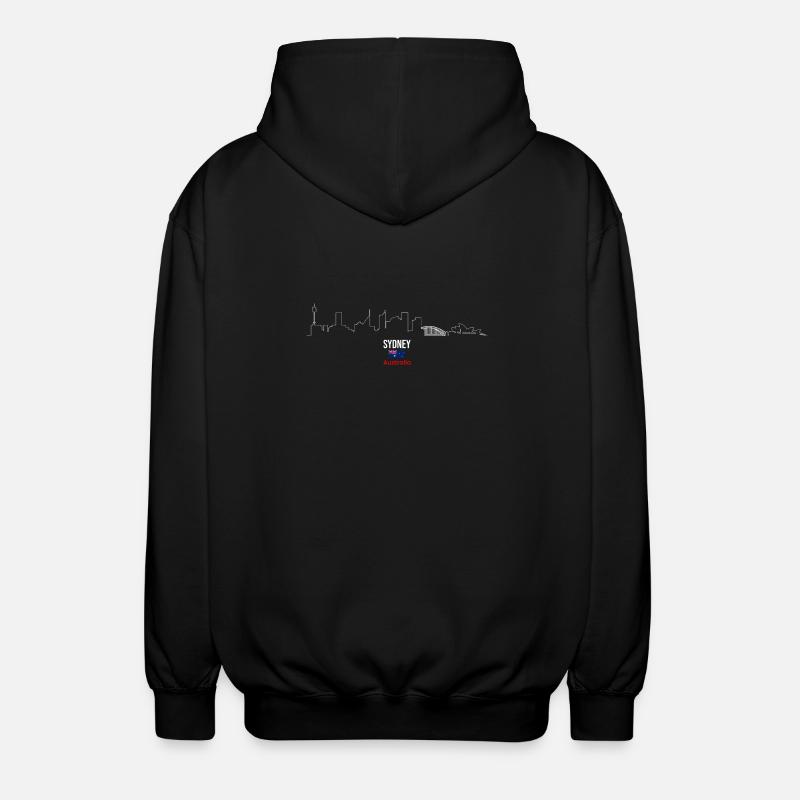 Sydney Skyline Line Art Australia - Unisex Hooded Jacket - black