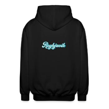 Reykjavik Neon Script - Veste à capuche unisexe - noir - Dos - AI Model Male 185 light (185cm)