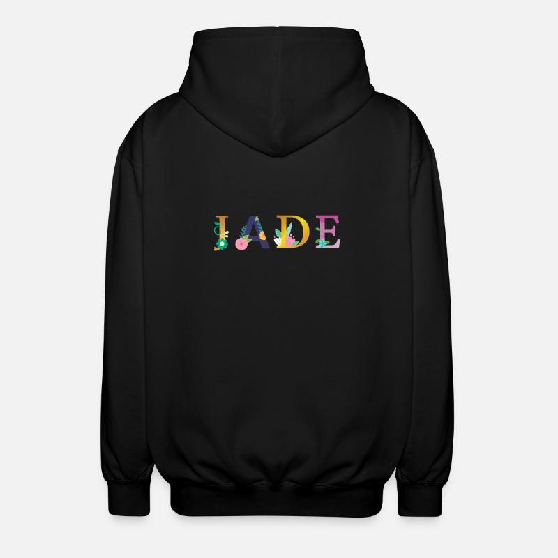 JADE Name mit Blumen geschmückt - Unisex Kapuzenjacke - Schwarz