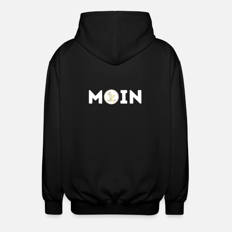 Moin mit Möwe S/W - Unisex Kapuzenjacke - Schwarz