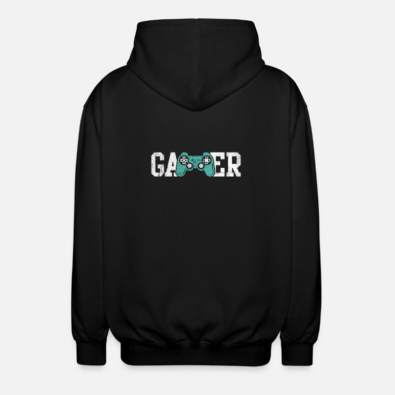 Gamer Glyphs Controller Tee - Unisex Hooded Jacket - black