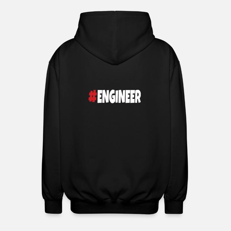 #engineer red&white - Unisex Hooded Jacket - black