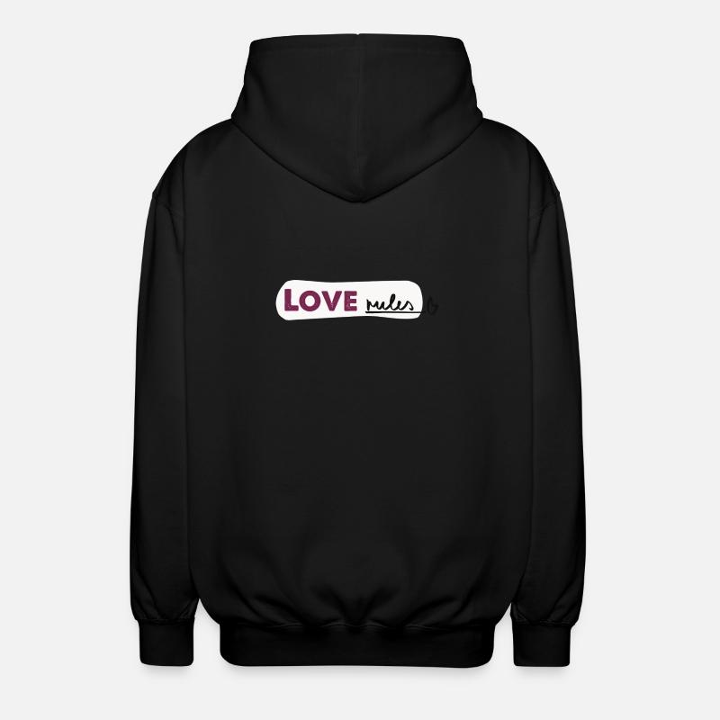 Love rules - Spruch Handlettering - Unisex Kapuzenjacke - Schwarz