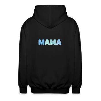 Patchwork Geschenkidee für Mama zum Muttertag - Unisex Kapuzenjacke - Schwarz - Hinten - AI Model Male 185 light (185cm)