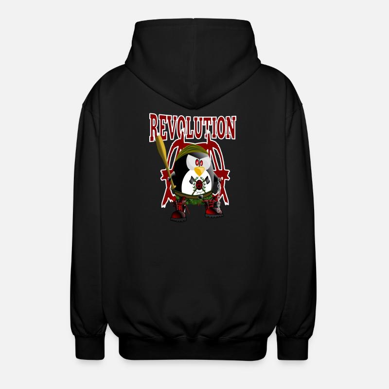 Pinguin, Revolution - Unisex Kapuzenjacke - Schwarz