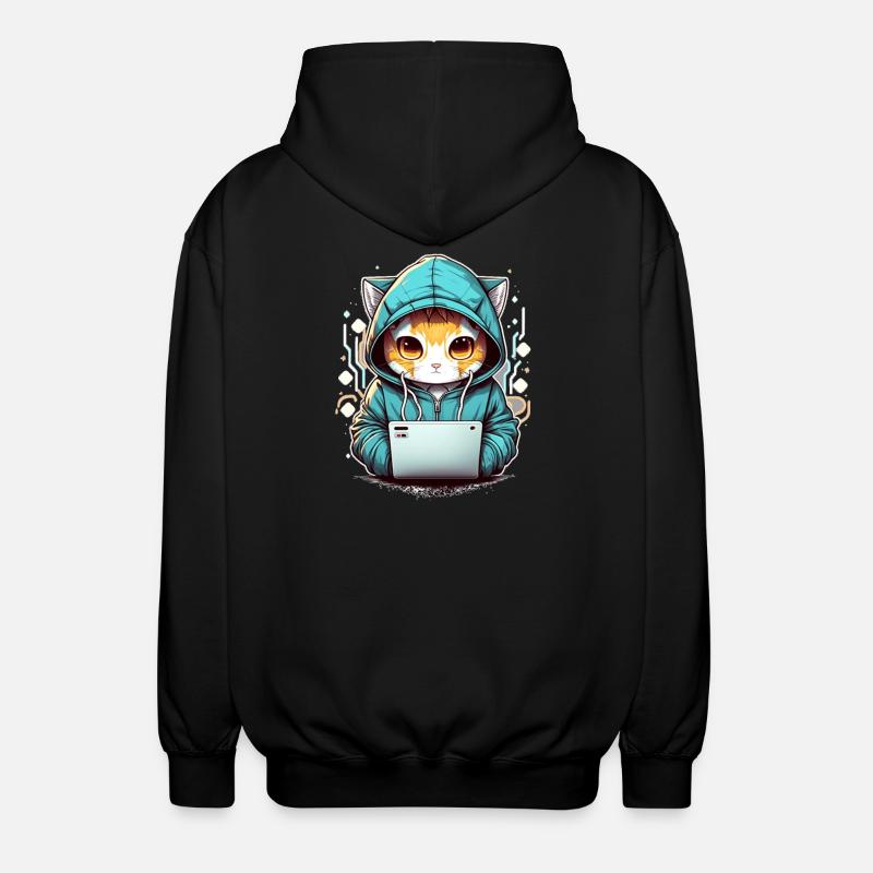 Coding cat - Unisex Hooded Jacket - black