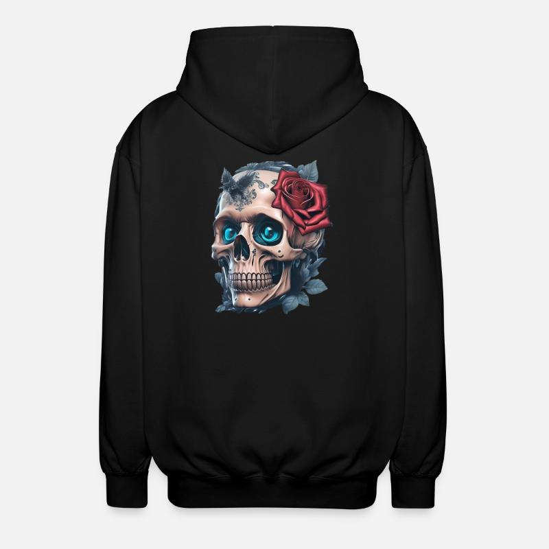 Crâne avec des roses - Veste à capuche unisexe - noir