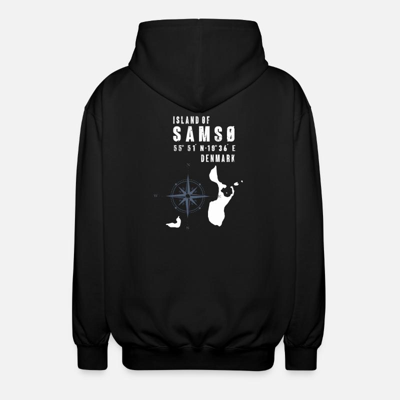 Samsø Samsoe Island Outline Boussole - Veste à capuche unisexe - noir