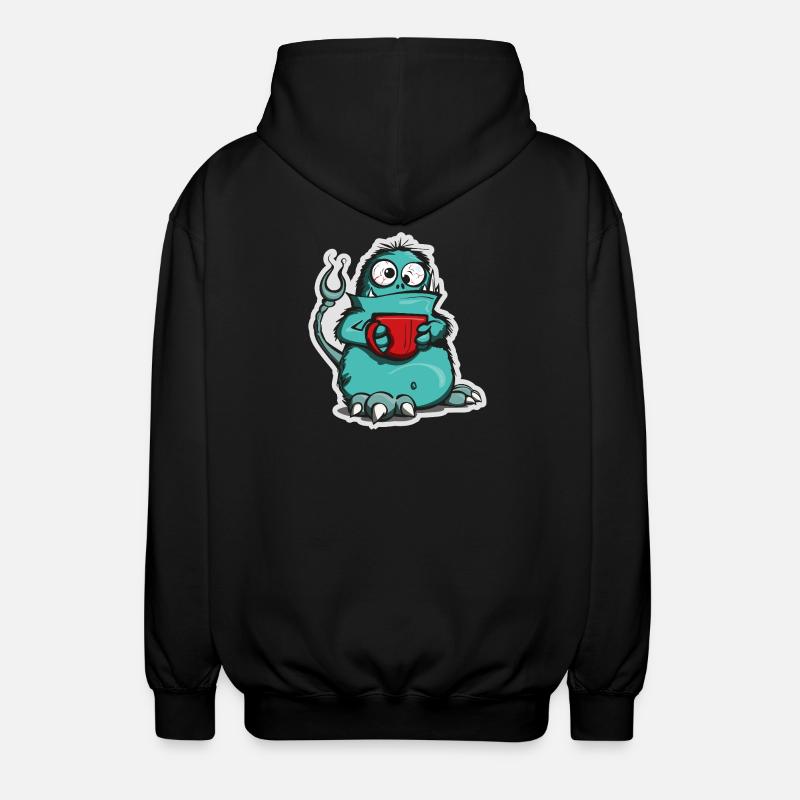 Coffee monster in comic style - Unisex Hooded Jacket - black