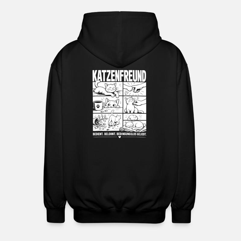 Katzenfreund Liebe Katze Comic - Unisex Kapuzenjacke - Schwarz