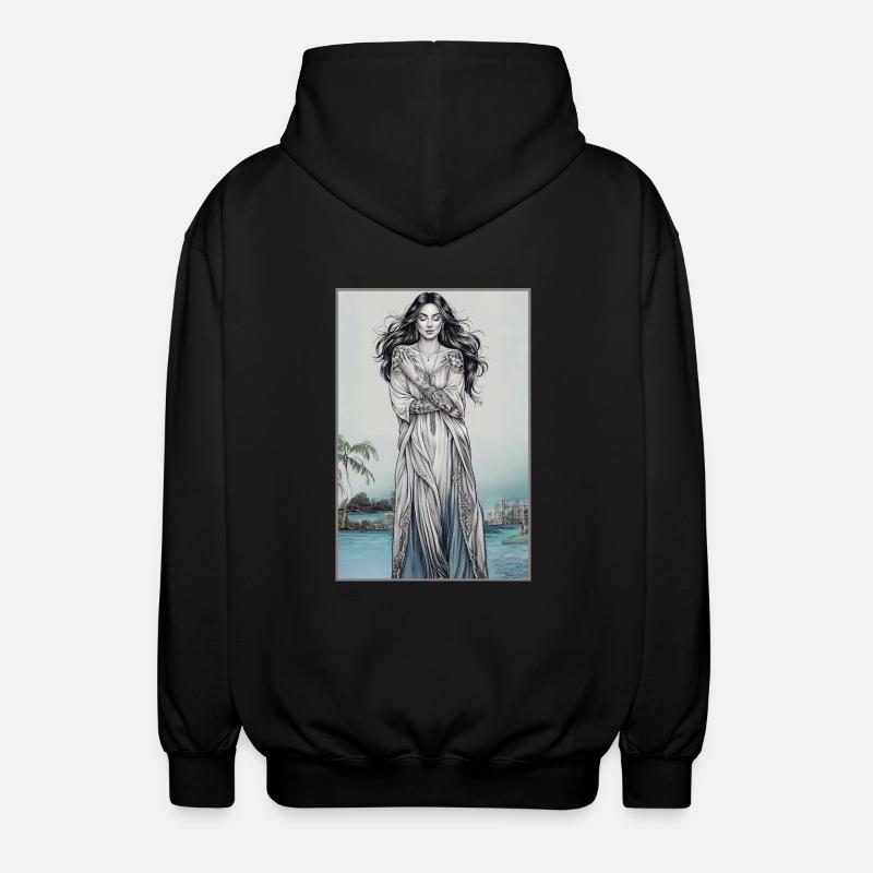 Boho-Frau mit Blumen-Tattoos - Unisex Kapuzenjacke - Schwarz