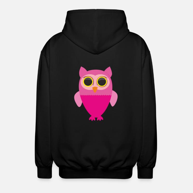 Rosa Eule - Unisex Kapuzenjacke - Schwarz