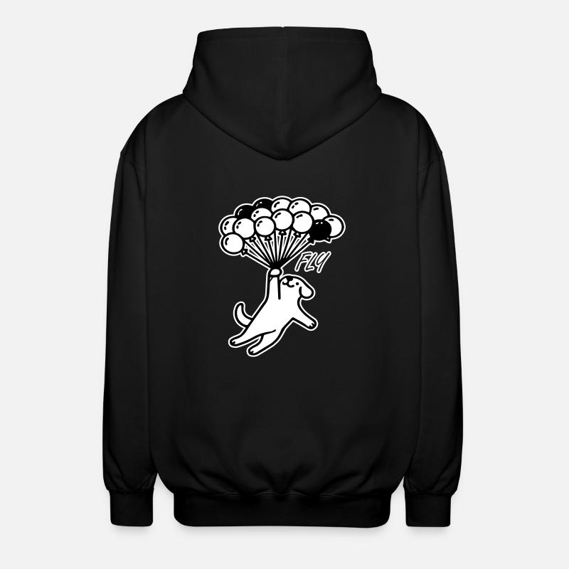Chien s’envolant avec des ballons - Fly Design - Veste à capuche unisexe - noir