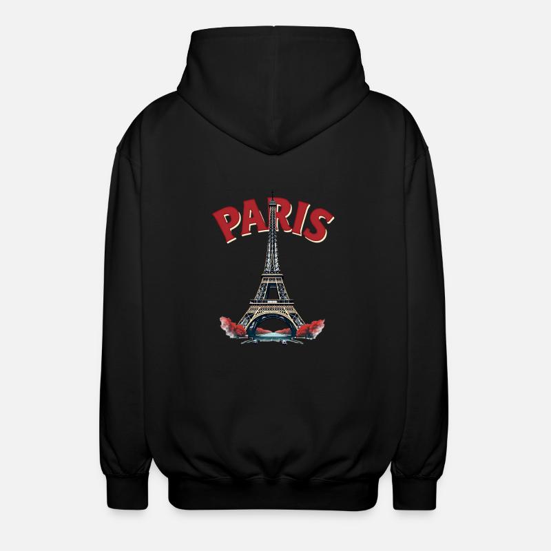 Eiffel Tower, Paris, retro - Unisex Hooded Jacket - black