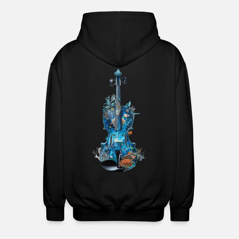 Fisch Violine - Unisex Kapuzenjacke - Schwarz