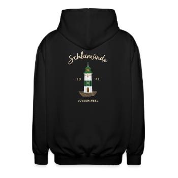 Leuchtturm Schleimünde, Lotseninsel Ostsee - Unisex Kapuzenjacke - Schwarz - Hinten - AI Model Male 185 light (185cm)