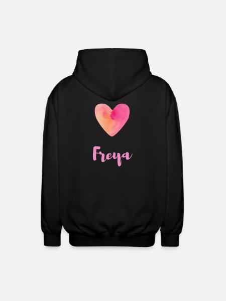 Freya Herz Aesthetic Mädchen Namensdesign - Unisex Kapuzenjacke - Schwarz