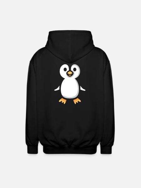 Cute Cartoon Penguin Illustration - Unisex Hooded Jacket - black