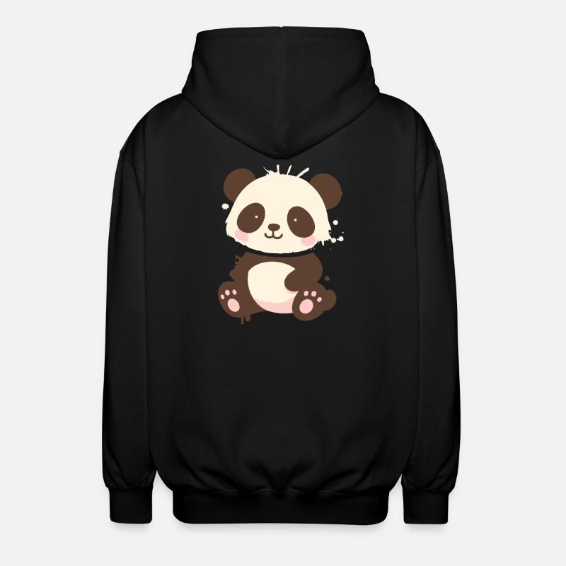 Cute Panda – Playful Graffiti Cartoon - Unisex Hooded Jacket - black