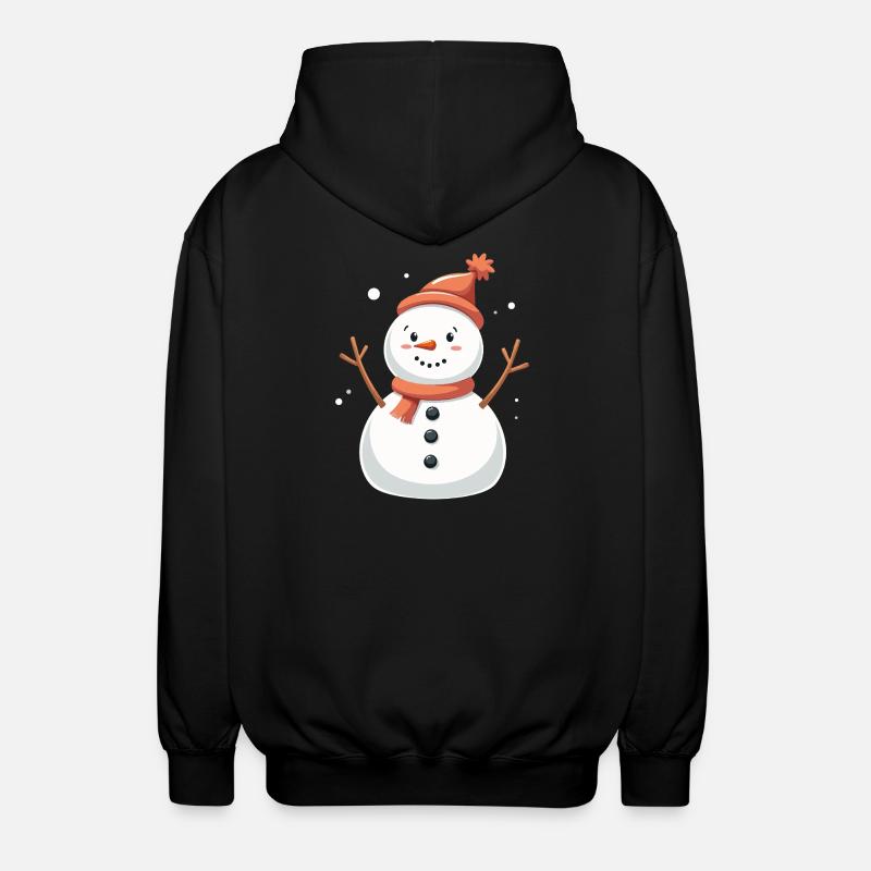 Snowman Cozy Winter Whimsy - Unisex Hooded Jacket - black