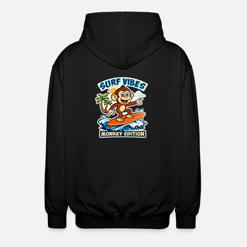 Surf-Vibes – Affen-Edition. - Unisex Kapuzenjacke - Schwarz