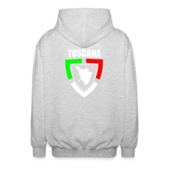 Toskana-Souvenir im trikolorierten Italien T-Shirt - Unisex Kapuzenjacke - Hellgrau meliert - Hinten - AI Model Male 185 light (185cm)
