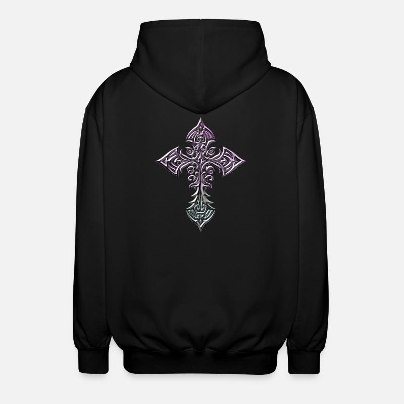 Cruciform Tribal Gradient Cross - Unisex Hooded Jacket - black