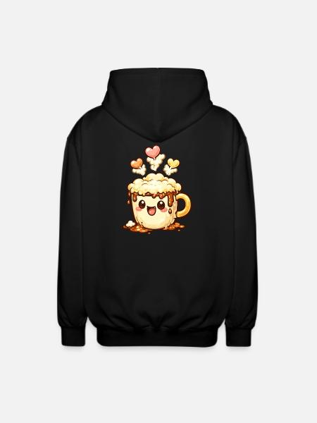 Coffee Smile Latte Mug Heart - Unisex Hooded Jacket - black