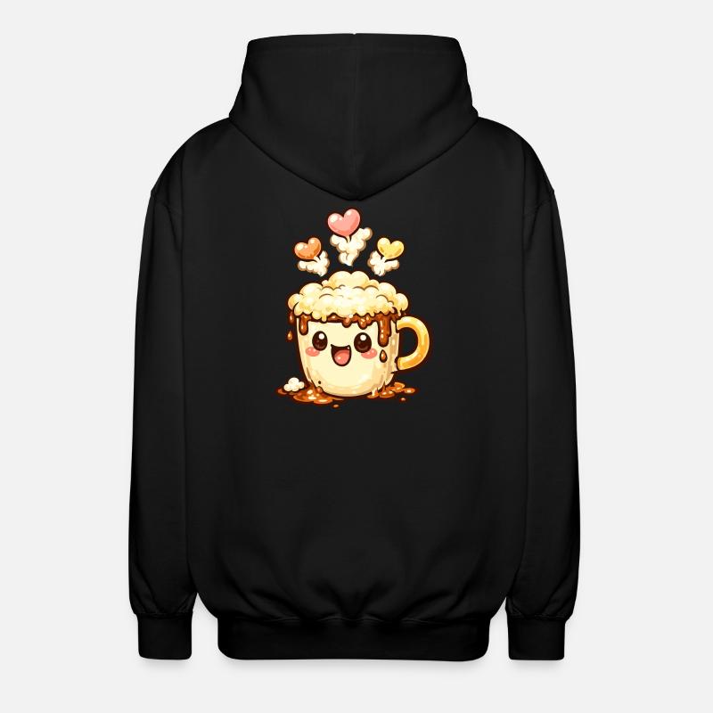 Coffee Smile Latte Mug Heart - Unisex Hooded Jacket - black