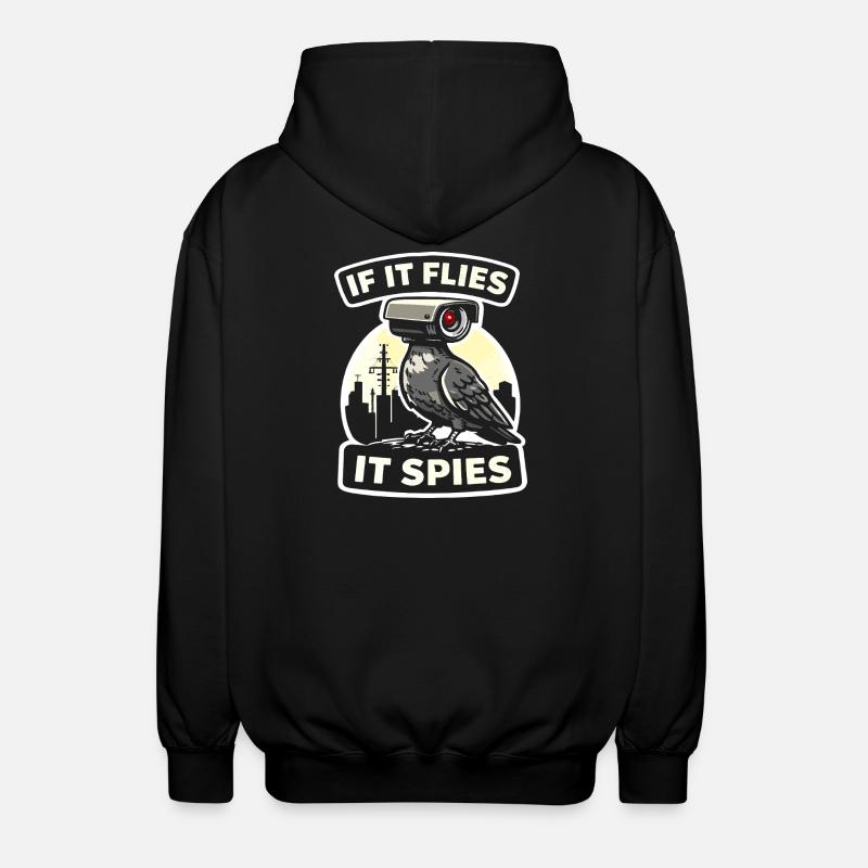 Raven with Camera Spy Design - Unisex Hooded Jacket - black