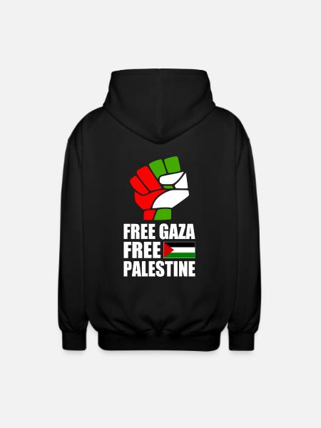 Free gaza Free palestine - Unisex Hooded Jacket - black