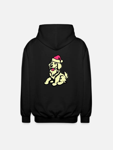 Dog Comic Animal Christmas - Unisex Hooded Jacket - black