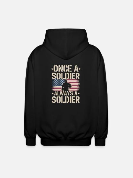 Veteran Military Soldier - Unisex Hooded Jacket - black