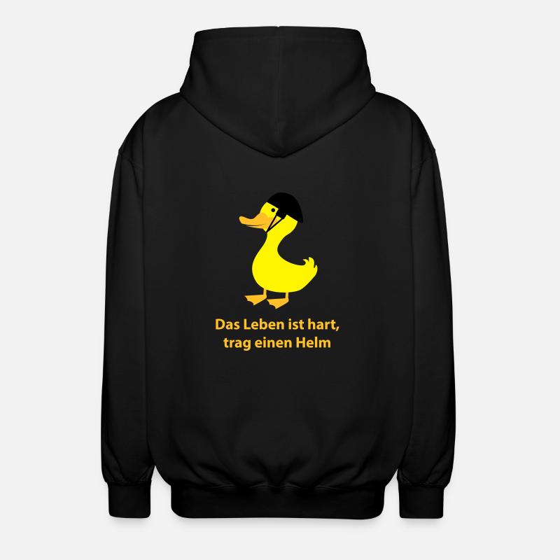 Ente mit Helm - Unisex Kapuzenjacke - Schwarz