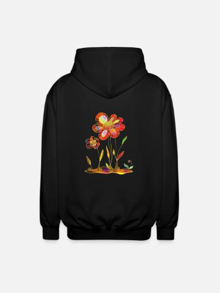 Blumen - Unisex Kapuzenjacke - Schwarz