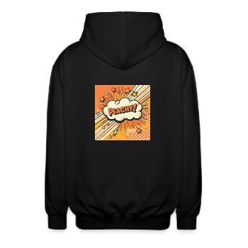 Peachy Pfirsich - Unisex Kapuzenjacke - Schwarz - Hinten - AI Model Male 185 light (185cm)
