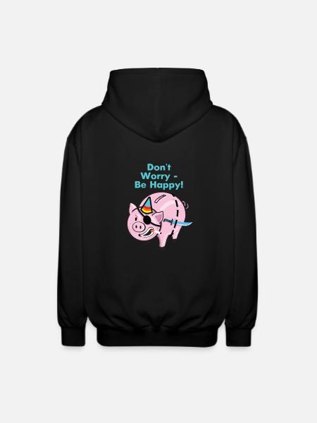 Pirate pig - Unisex Hooded Jacket - black