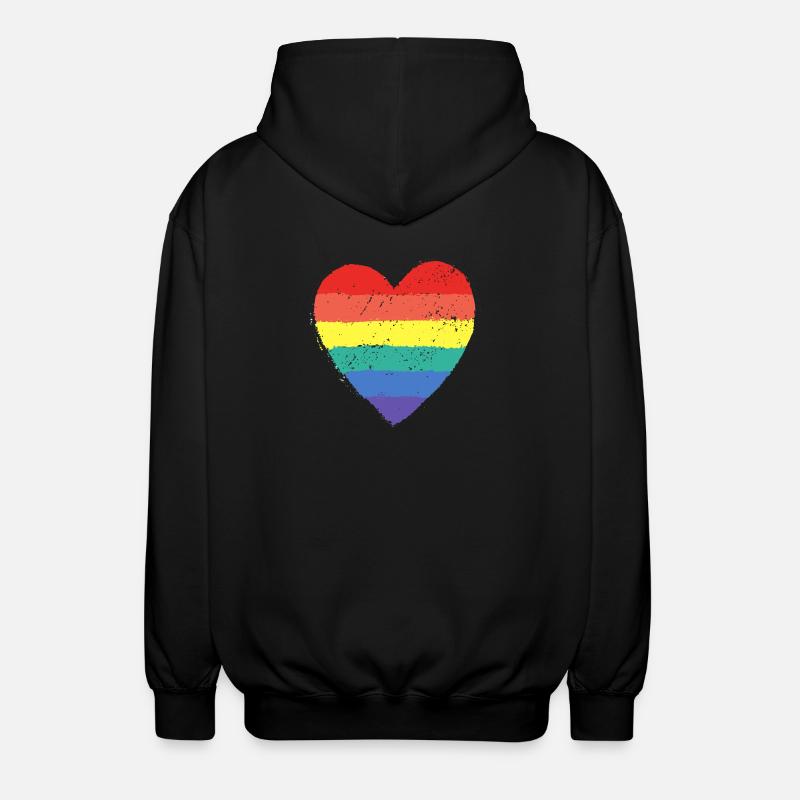 Rainbow Heart & Pride - Unisex Kapuzenjacke - Schwarz
