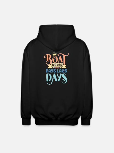 Boat Waves Sun Rays Lake Days - Unisex Hooded Jacket - black