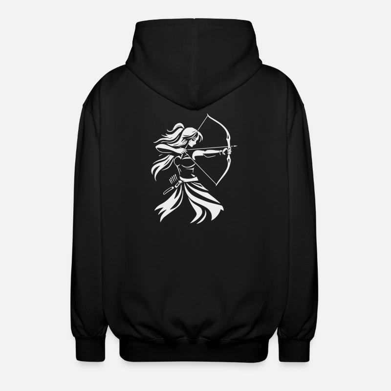 Bogenschütze-Silhouette mit Bogen - Unisex Kapuzenjacke - Schwarz