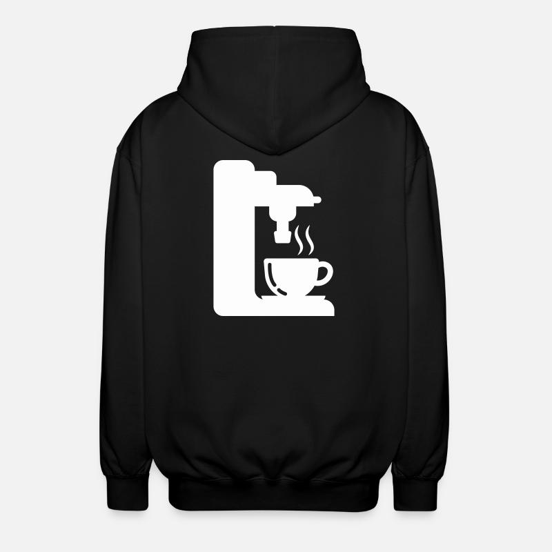 Espresso Machine Outline Coffee Illustration - Unisex Hooded Jacket - black