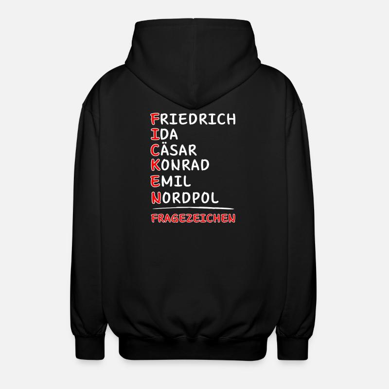 Funkalphabet-Friedrich Ida Caesar Kaufmann Emil... - Unisex Hooded Jacket - black