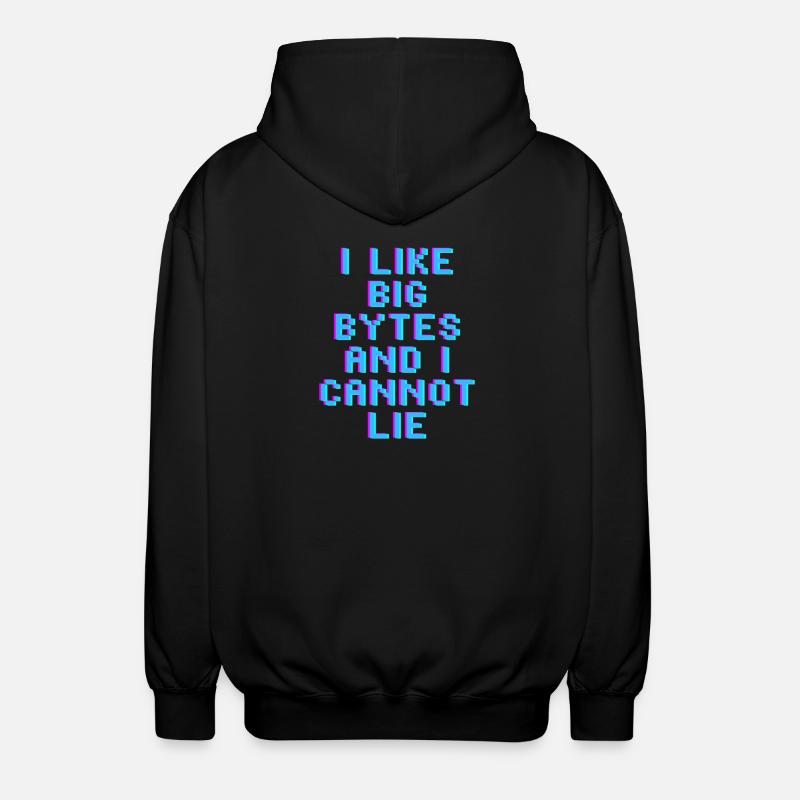 I like big bytes - Unisex Hooded Jacket - black