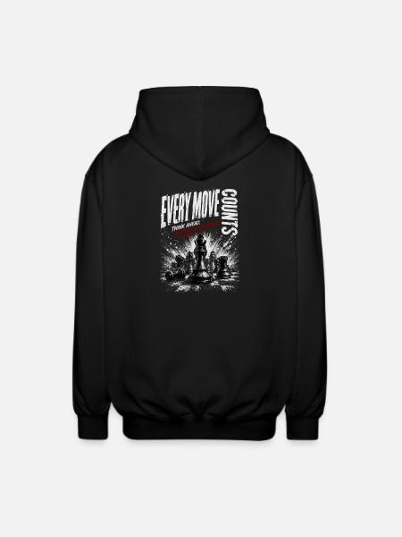 Every Move Counts: Chess Grunge - Unisex Hooded Jacket - black