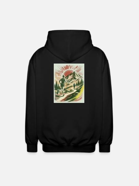 Trailer und Wanderer Retro Design - Unisex Kapuzenjacke - Schwarz