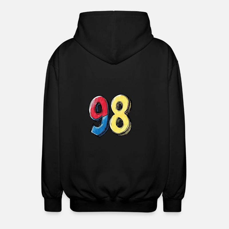 98 Zahl Comic - Unisex Kapuzenjacke - Schwarz