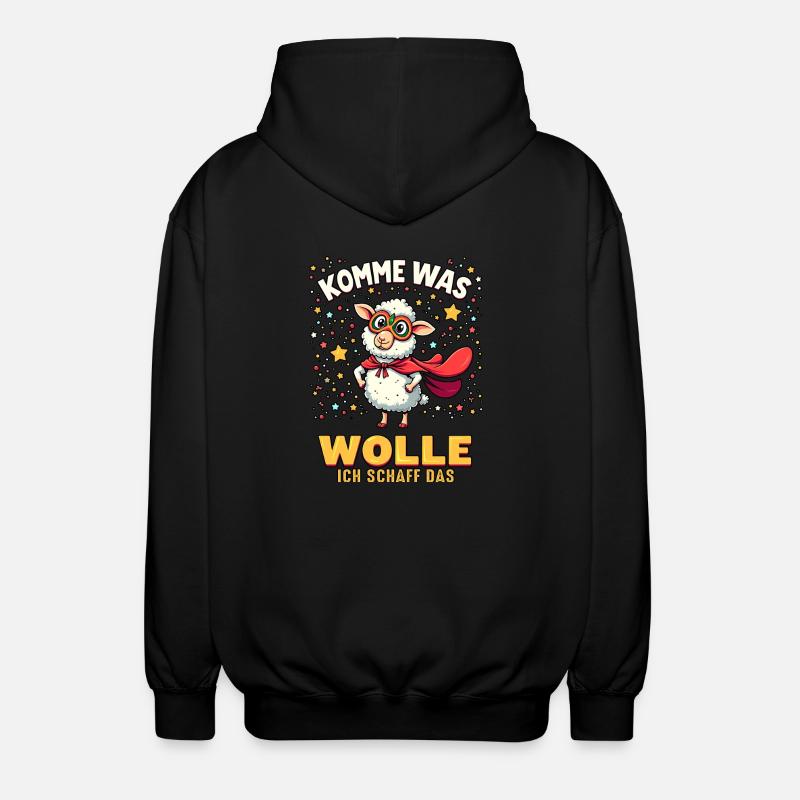 Komme was wolle - Karneval Schaf - Unisex Kapuzenjacke - Schwarz