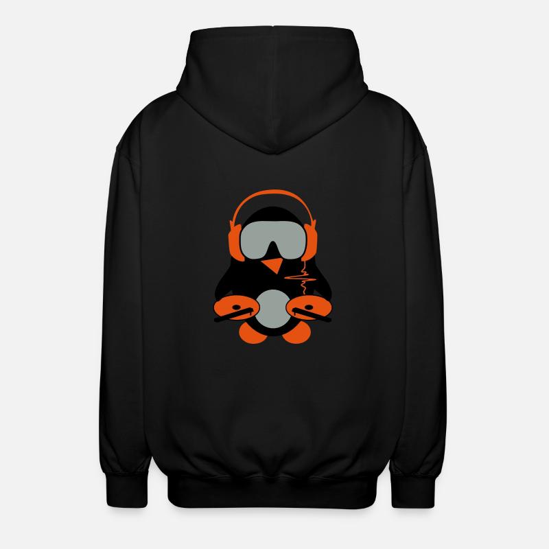 dj penguin - Unisex Kapuzenjacke - Schwarz