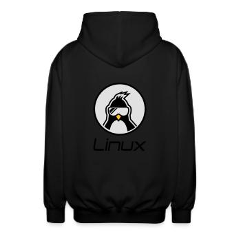 linux - Unisex Kapuzenjacke - Schwarz - Hinten - AI Model Male 185 light (185cm)