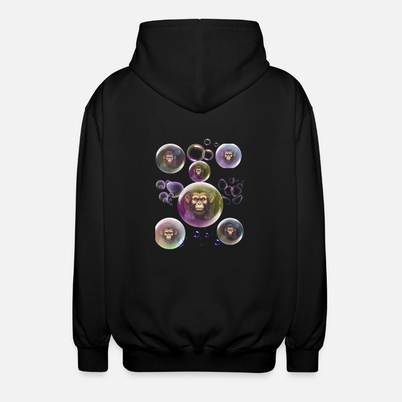 Soap Bubbles Monkey - Unisex Hooded Jacket - black